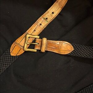 Hand made in America black and leather belt Sz M/L.  Unisex